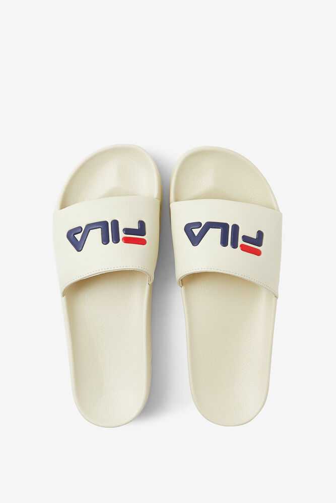 Cream Navy Red Women's FILA Drifter Flip Flops | USA-15096