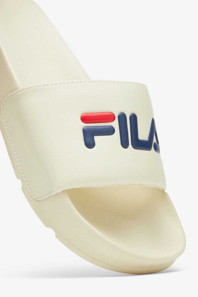 Cream Navy Red Women's FILA Drifter Flip Flops | USA-15096