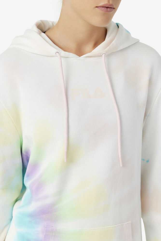 Cream Women's FILA Aerolynn Tie Dye Hoodie | USA-15676