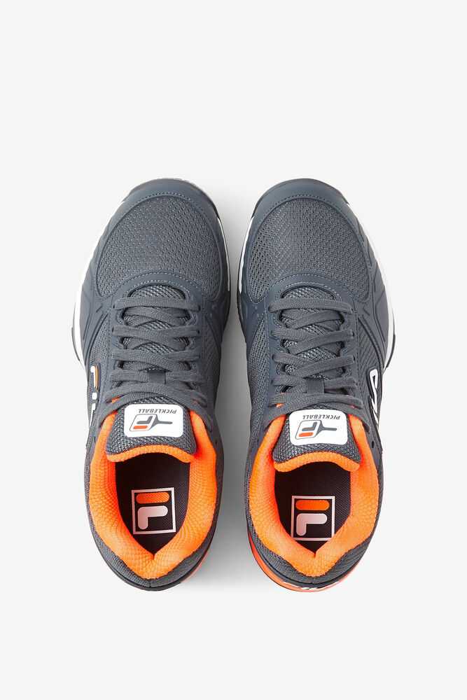 Dark Grey White Orange Men's FILA Volley Zone Pickleball Shoes | USA-16110