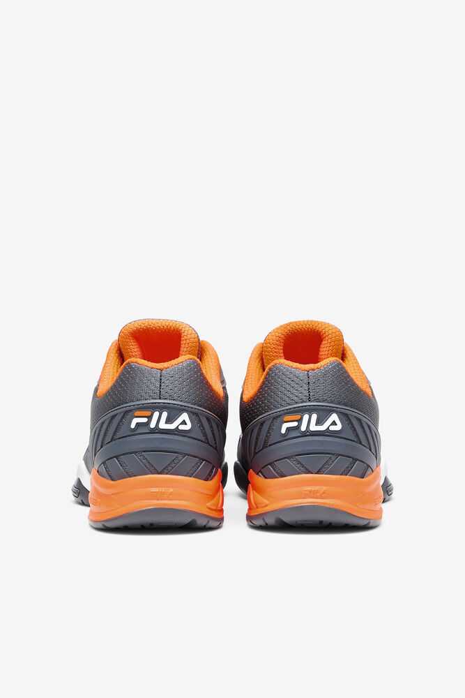 Dark Grey White Orange Men's FILA Volley Zone Pickleball Shoes | USA-16110