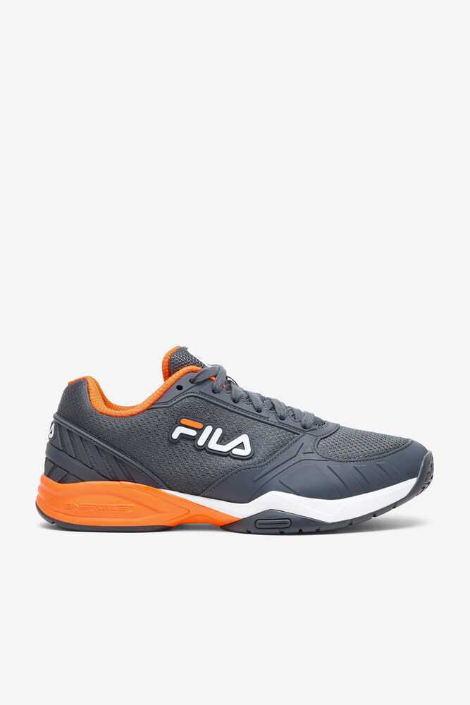 Dark Grey White Orange Men\'s FILA Volley Zone Pickleball Shoes | USA-16110