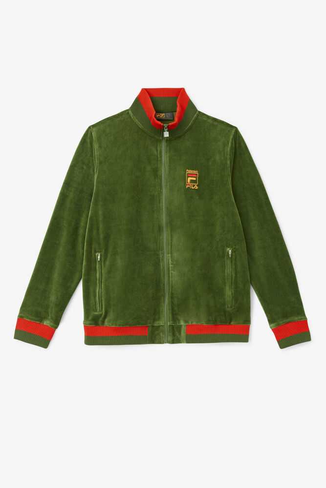 Deep Green Orange Men\'s FILA Fila X Paterson Velour Jacket | USA-16184