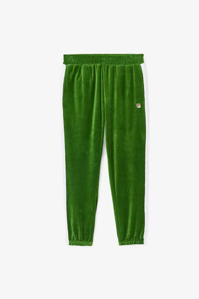 Deep Green White Red Men\'s FILA Brice Velour Pants | USA-370582