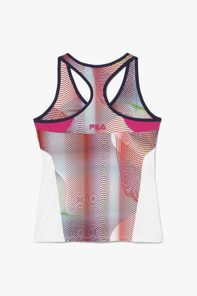 Fluorescent White Navy Women's FILA Baseline Tennis Tank Top | USA-15287