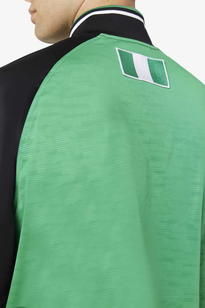 Green Black White Men's FILA Nigeria Track Jackets | USA-16196