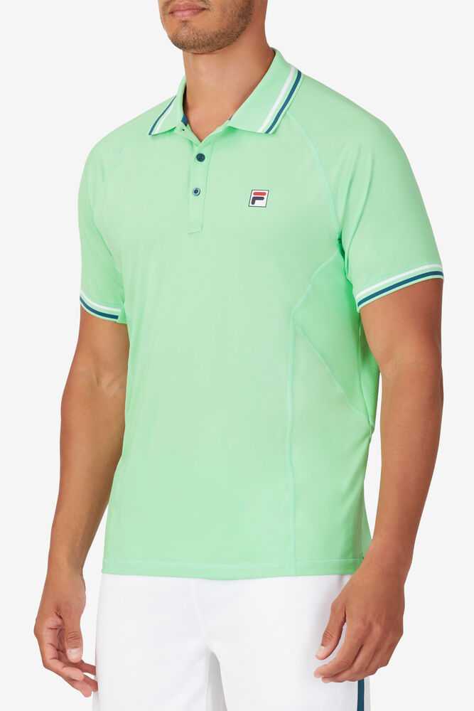 Green Grey Men's FILA Baseline Tennis Polo | USA-16058