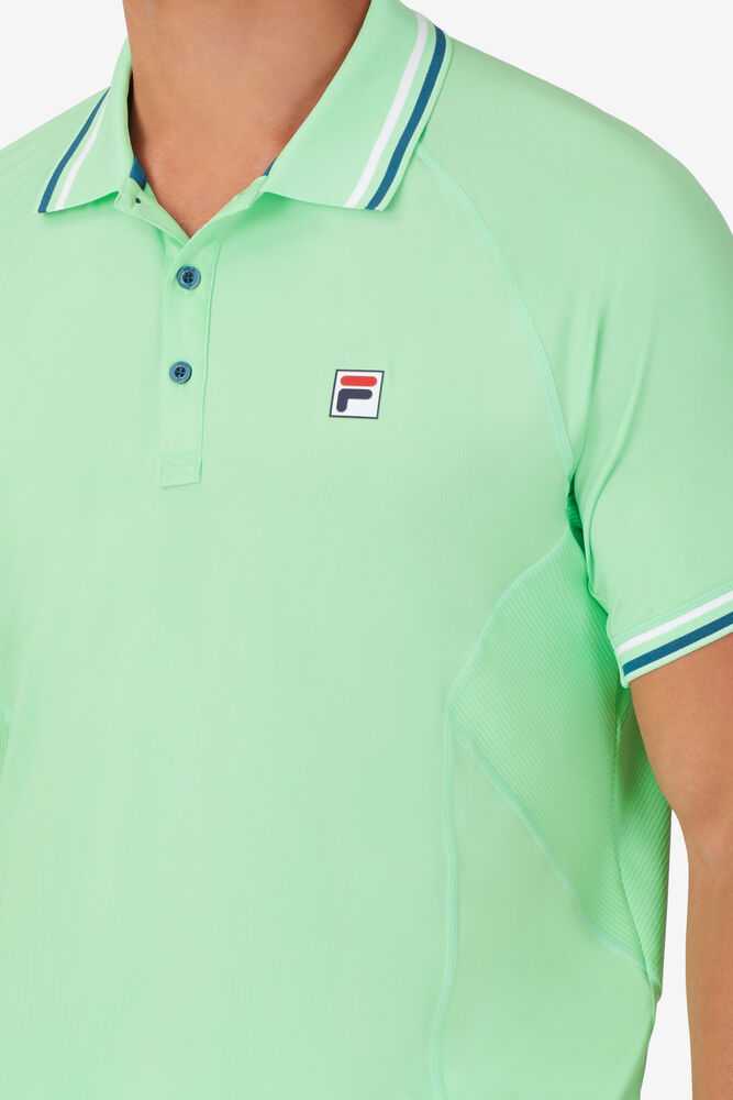 Green Grey Men's FILA Baseline Tennis Polo | USA-16058