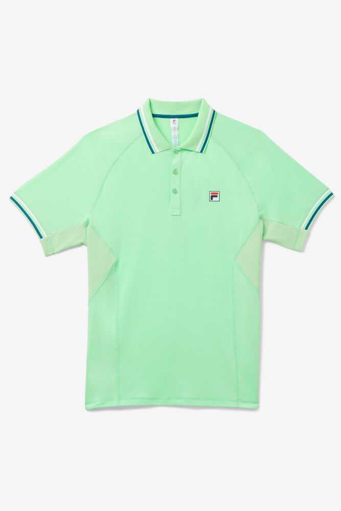 Green Grey Men\'s FILA Baseline Tennis Polo | USA-16058