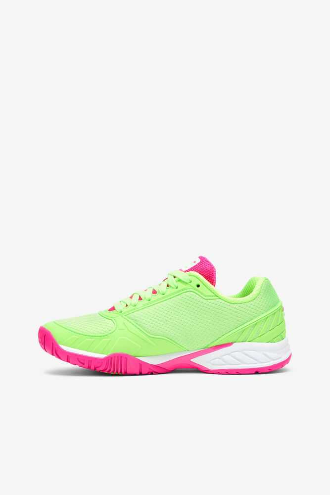 Green White Pink Women's FILA Volley Zone Pickleball Shoes | USA-15330