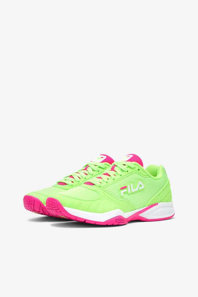 Green White Pink Women's FILA Volley Zone Pickleball Shoes | USA-15330