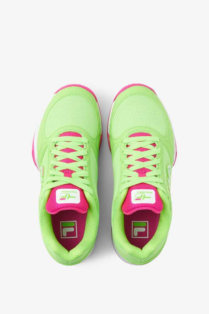 Green White Pink Women's FILA Volley Zone Pickleball Shoes | USA-15330