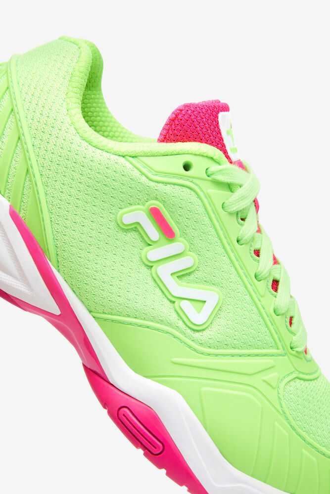 Green White Pink Women's FILA Volley Zone Pickleball Shoes | USA-15330