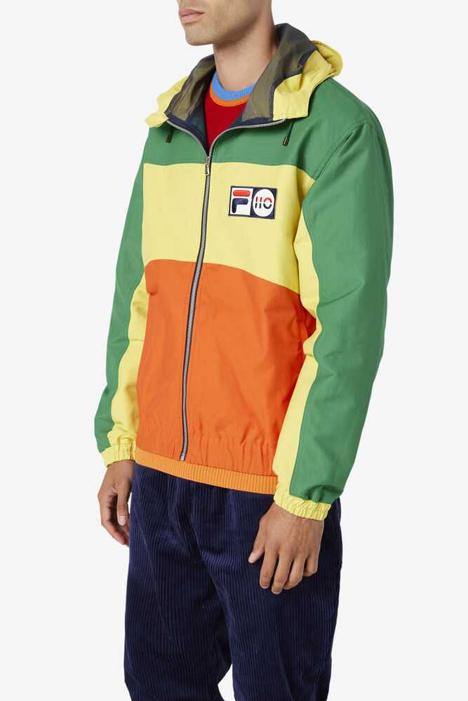 Green Yellow Orange Men's FILA Performance Track Jackets | USA-504198