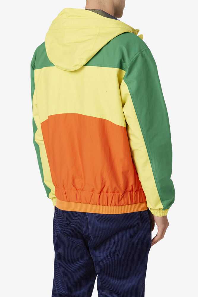 Green Yellow Orange Men's FILA Performance Track Jackets | USA-504198