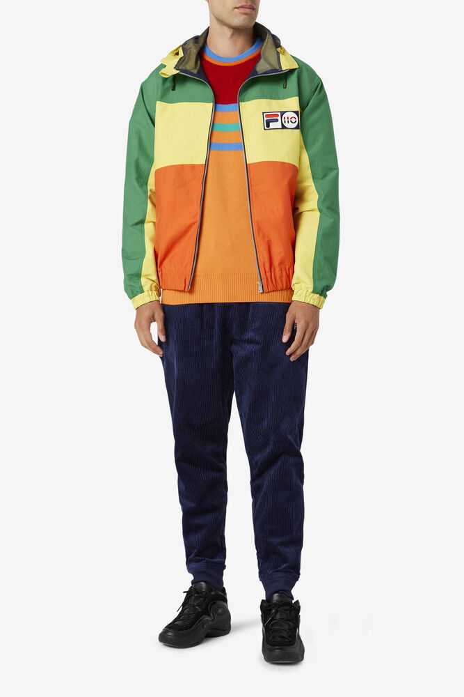 Green Yellow Orange Men's FILA Performance Track Jackets | USA-504198