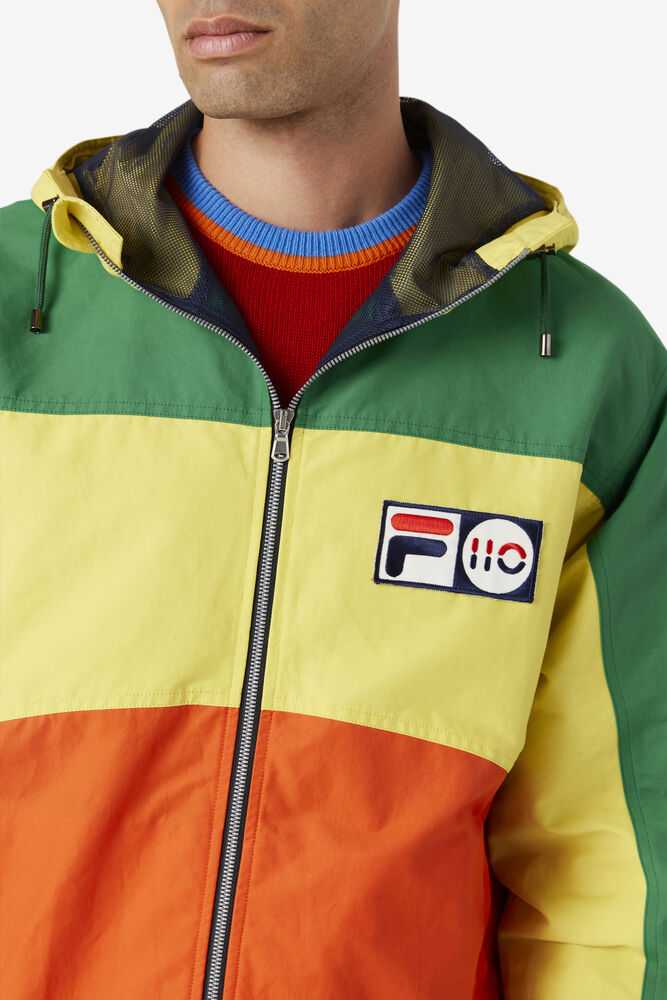 Green Yellow Orange Men's FILA Performance Track Jackets | USA-504198