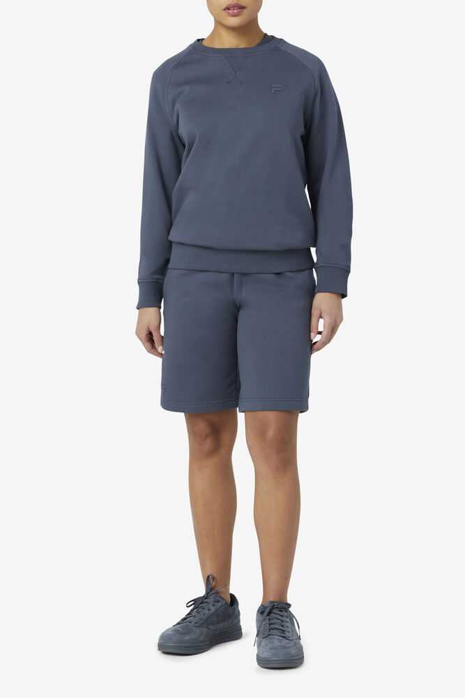 Grey Blue Women's FILA Logan Sweatshirt | USA-15661