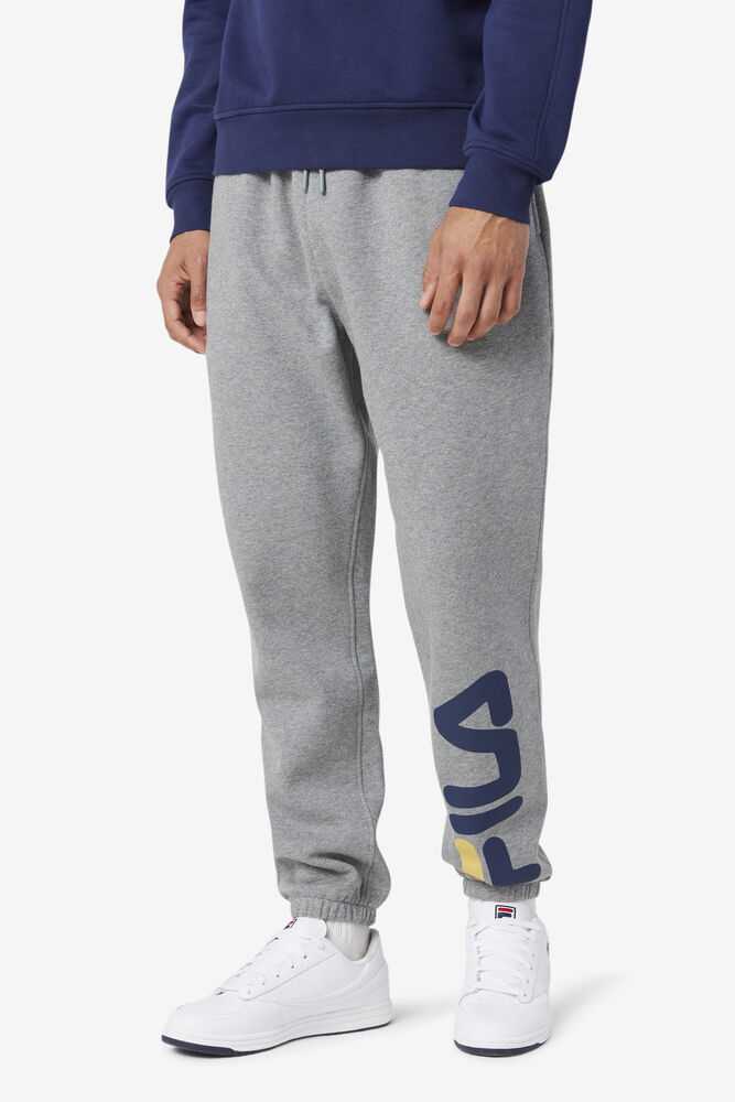 Grey Navy Yellow Men's FILA Sunday Fleece Joggers | USA-691428