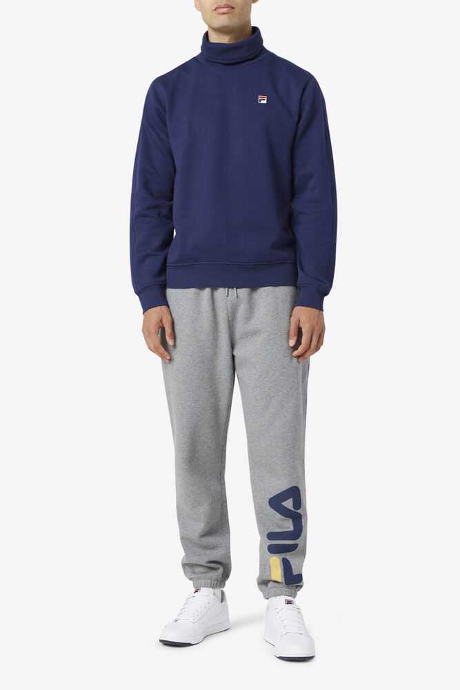 Grey Navy Yellow Men's FILA Sunday Fleece Joggers | USA-691428