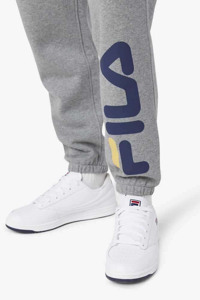 Grey Navy Yellow Men's FILA Sunday Fleece Joggers | USA-691428