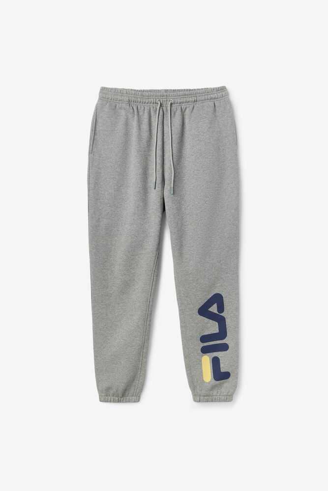 Grey Navy Yellow Men\'s FILA Sunday Fleece Joggers | USA-691428