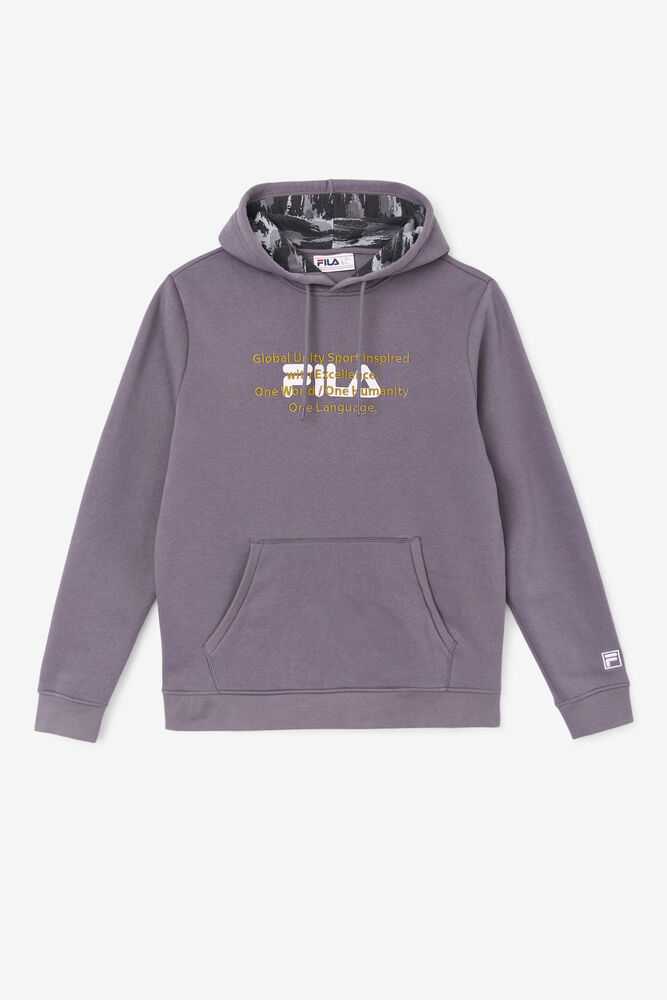 Grey White Gold Olive Men\'s FILA Rondot Hoodie | USA-843796