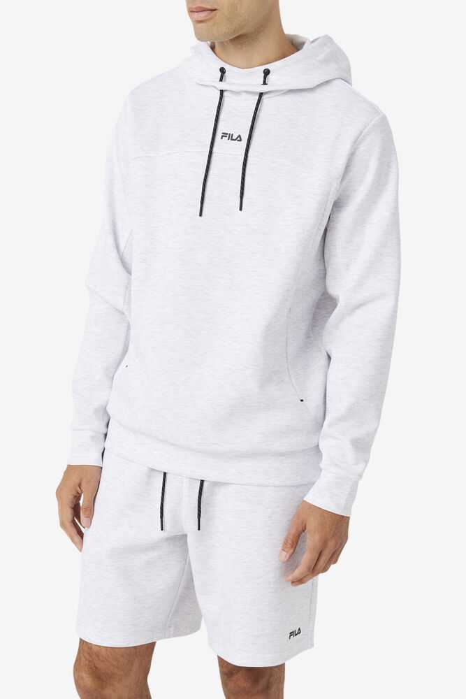 Grey White Men's FILA Aadheen Hoodie | USA-631452