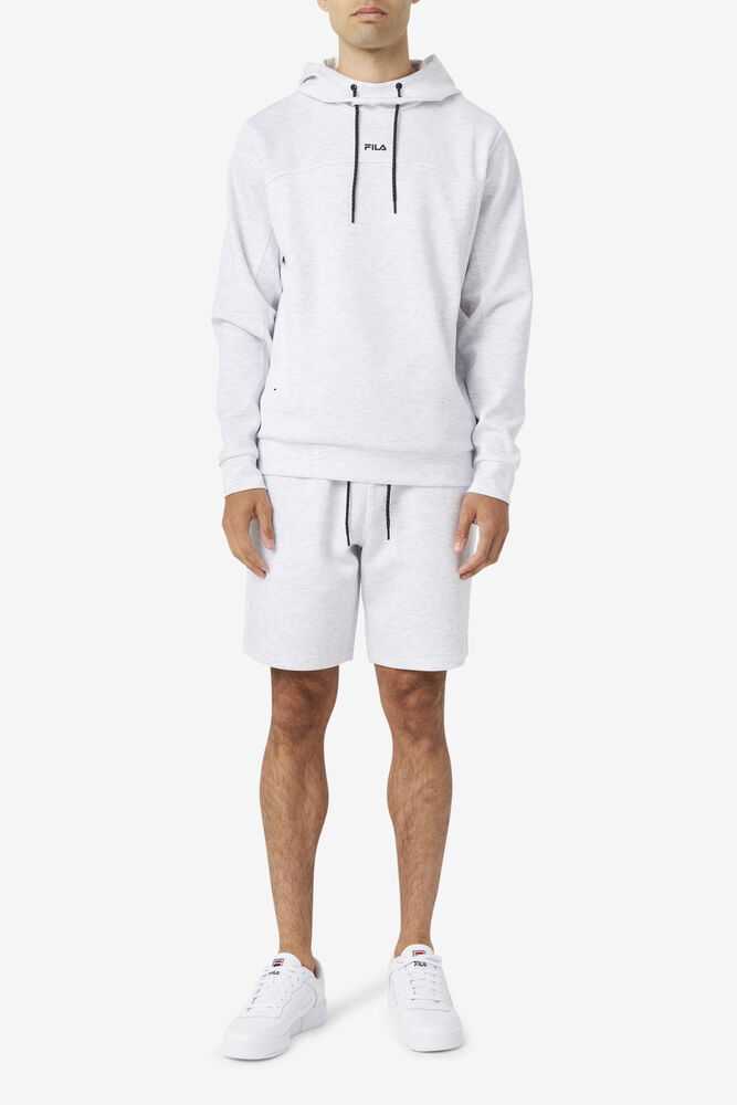 Grey White Men's FILA Aadheen Hoodie | USA-631452