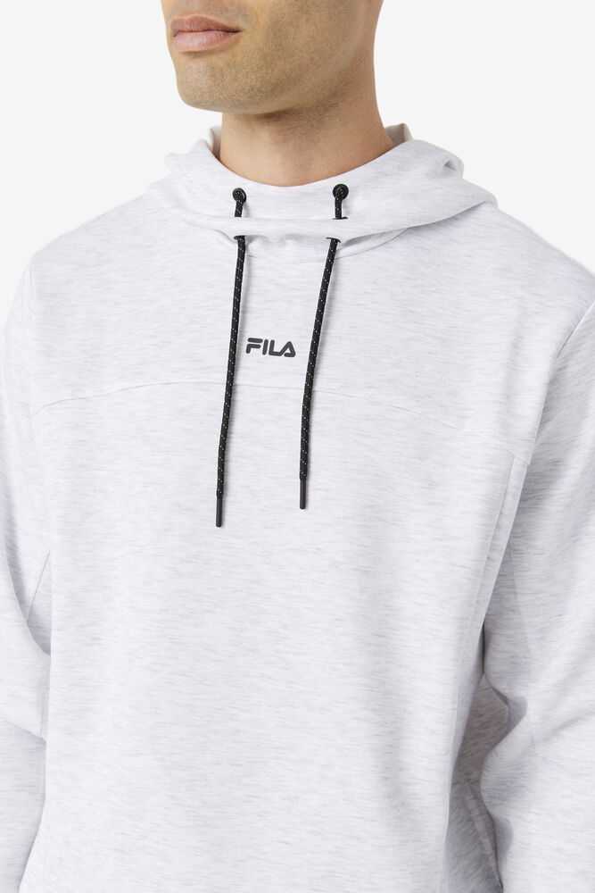 Grey White Men's FILA Aadheen Hoodie | USA-631452