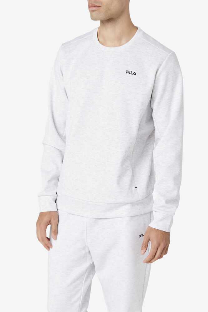 Grey White Men's FILA Emry Sweatshirt | USA-632479