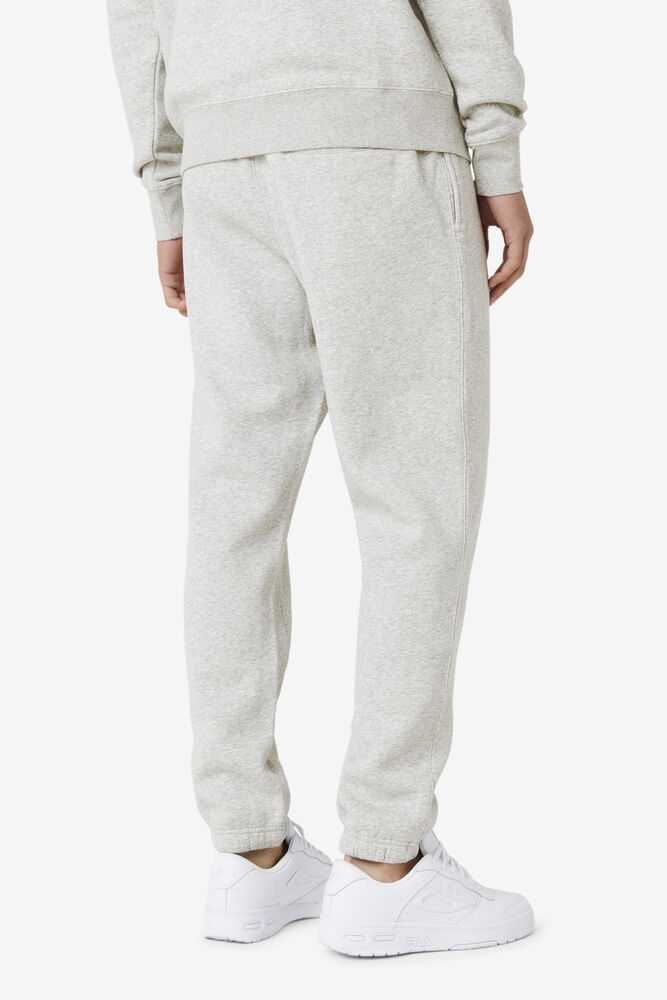 Grey White Men's FILA Garin Fleece Sweatpants | USA-162053