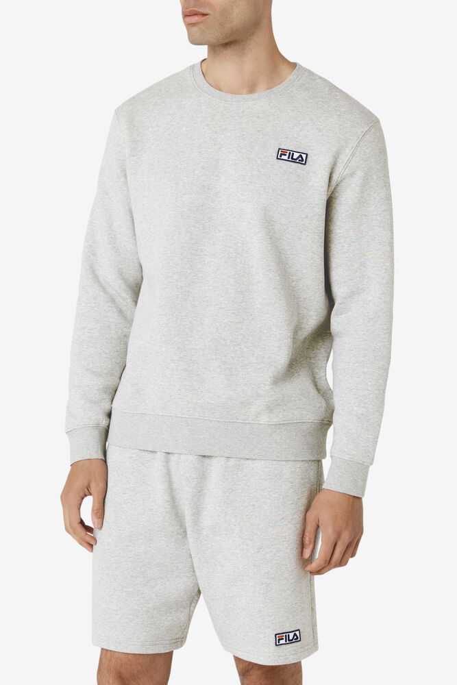 Grey White Men's FILA Garran Sweatshirt | USA-491567