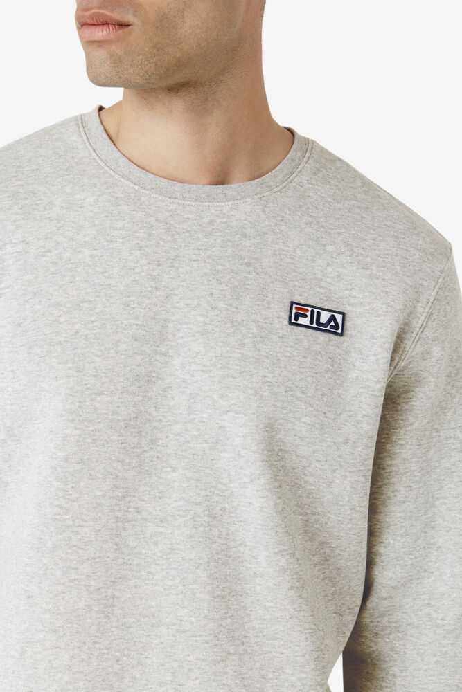 Grey White Men's FILA Garran Sweatshirt | USA-491567