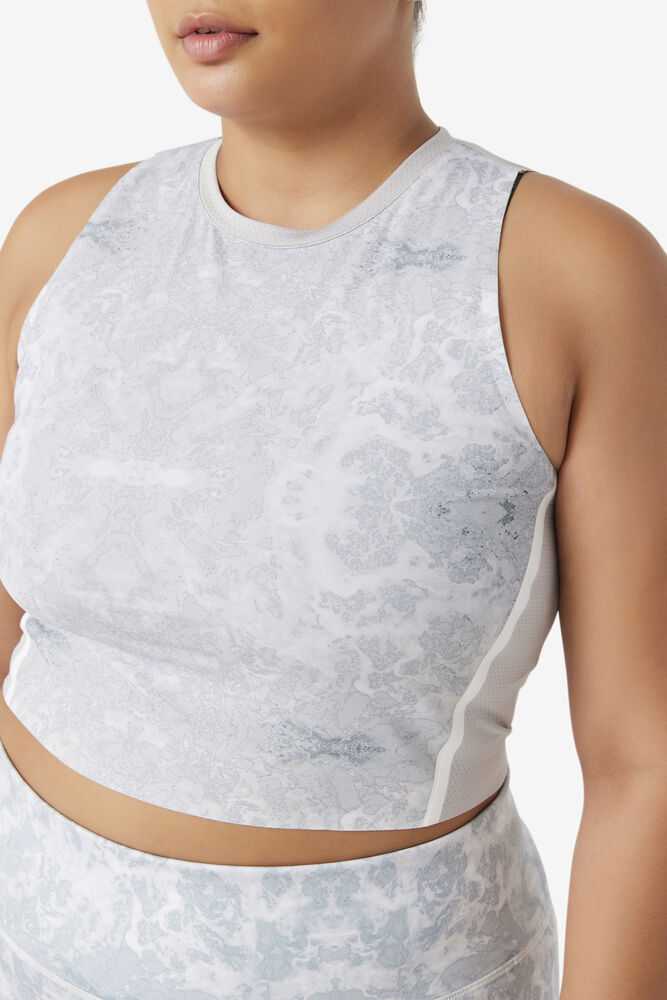 Grey White Women's FILA Uplift Athletic Sport Bra | USA-15416