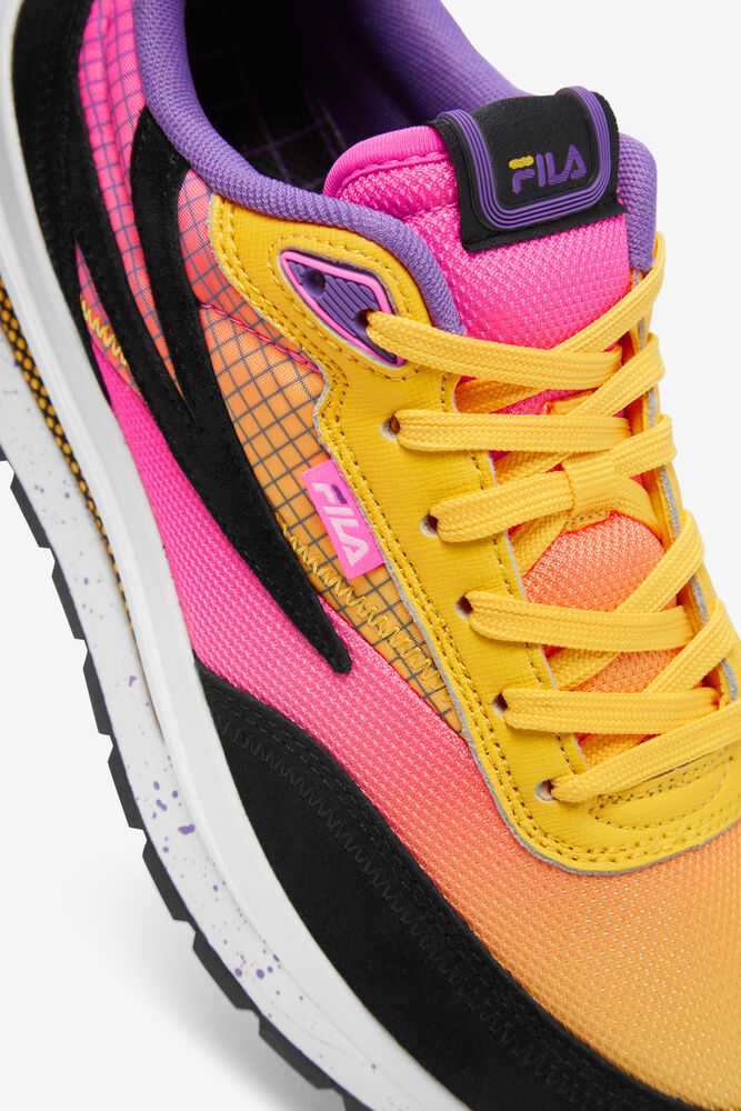 Lemon Pink Black Women's FILA Renno Sneakers | USA-15793