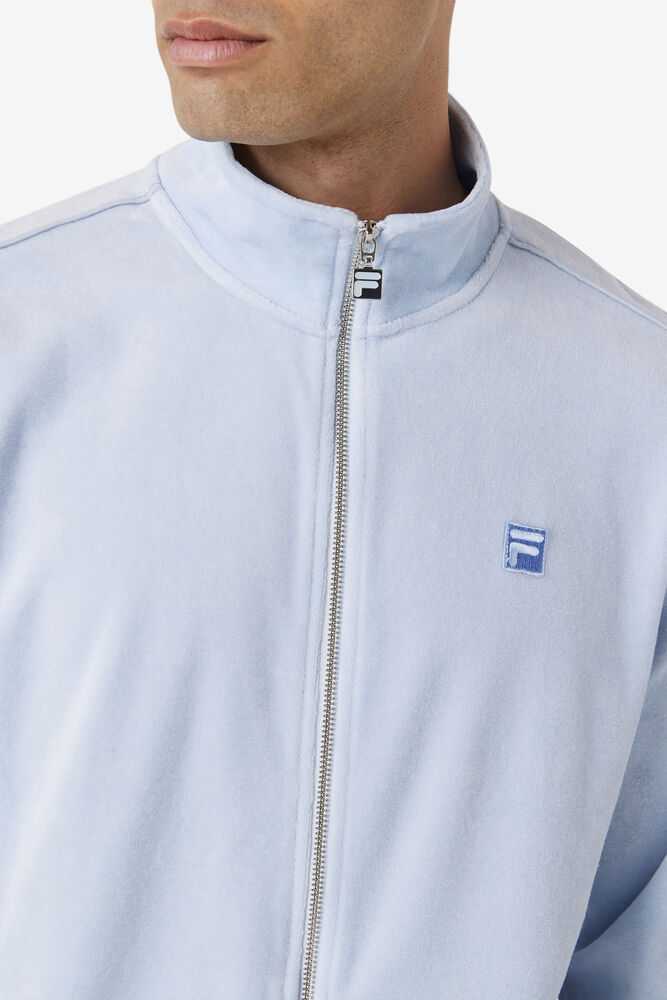 Light Blue Men's FILA Deverall Velour Jacket | USA-132865