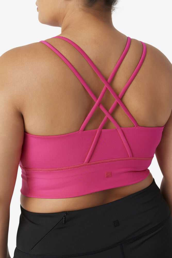 Light Pink Women's FILA Uplift Cross Back Sport Bra | USA-15440