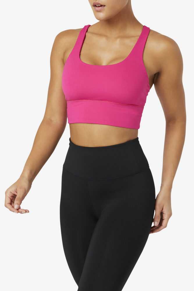 Light Pink Women's FILA Uplift Cross Back Sport Bra | USA-15464