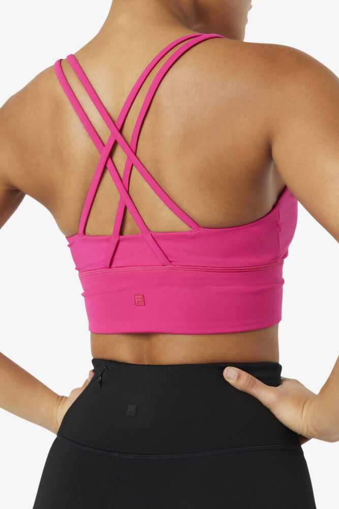 Light Pink Women's FILA Uplift Cross Back Sport Bra | USA-15464