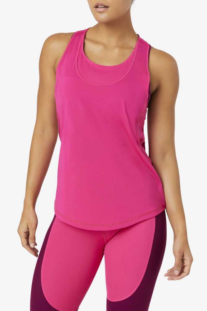 Light Pink Women's FILA Uplift Textured Workout Shirts | USA-15380