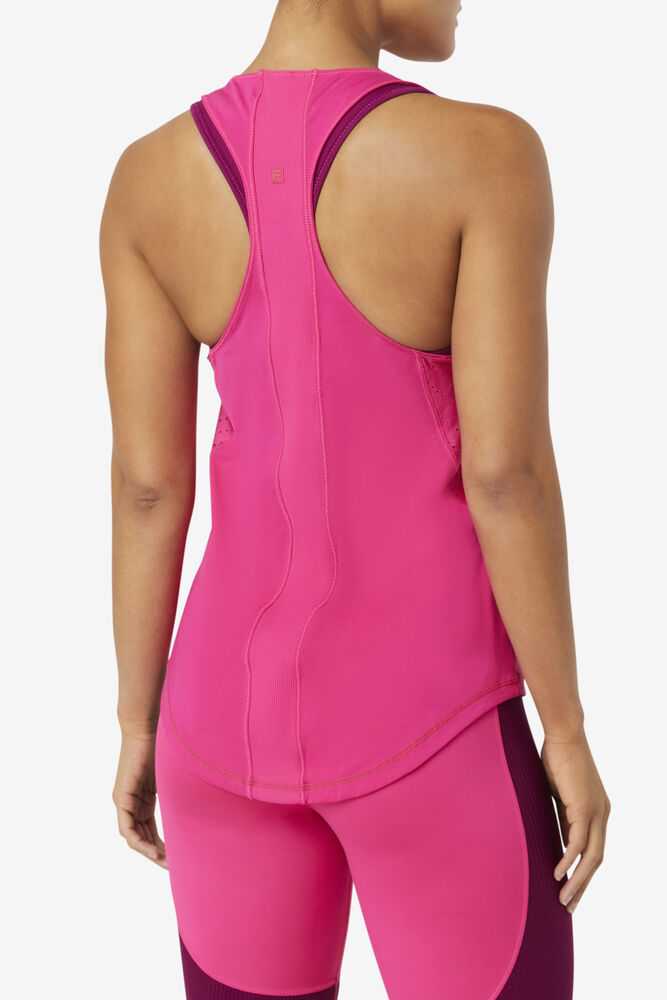 Light Pink Women's FILA Uplift Textured Workout Shirts | USA-15380