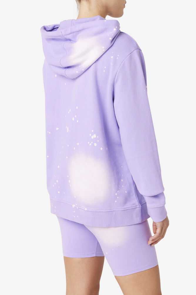 Light Purple White Women's FILA Aerolynn Tie Dye Hoodie | USA-15677