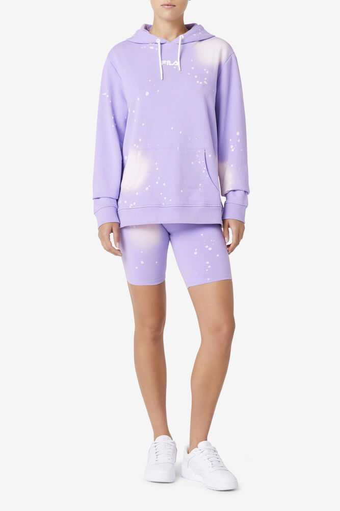 Light Purple White Women's FILA Aerolynn Tie Dye Hoodie | USA-15677