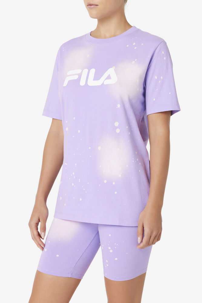 Light Purple White Women's FILA Alivia T-shirts | USA-15749