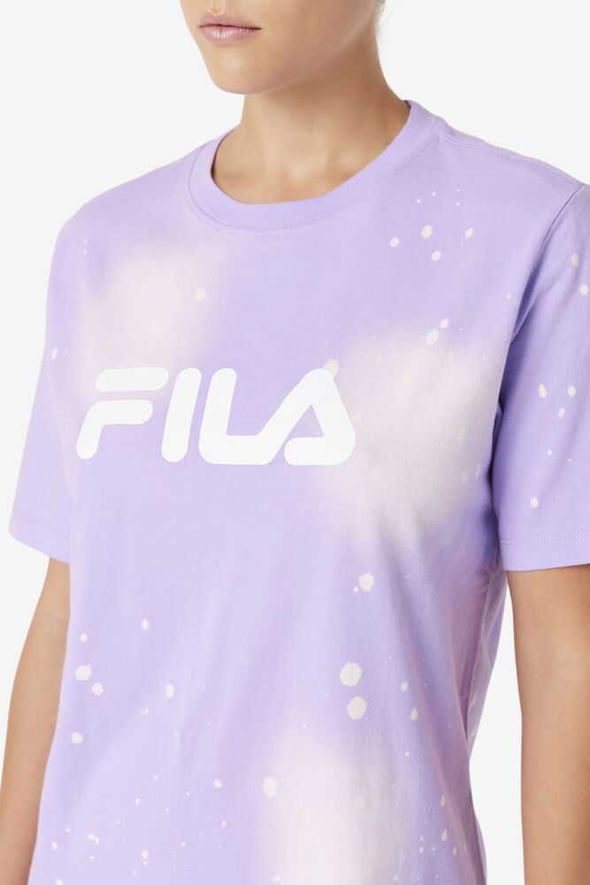 Light Purple White Women's FILA Alivia T-shirts | USA-15749