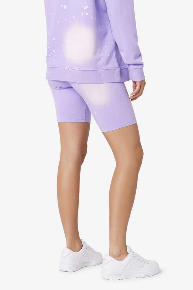 Light Purple White Women's FILA Taima Biker Shorts | USA-15617