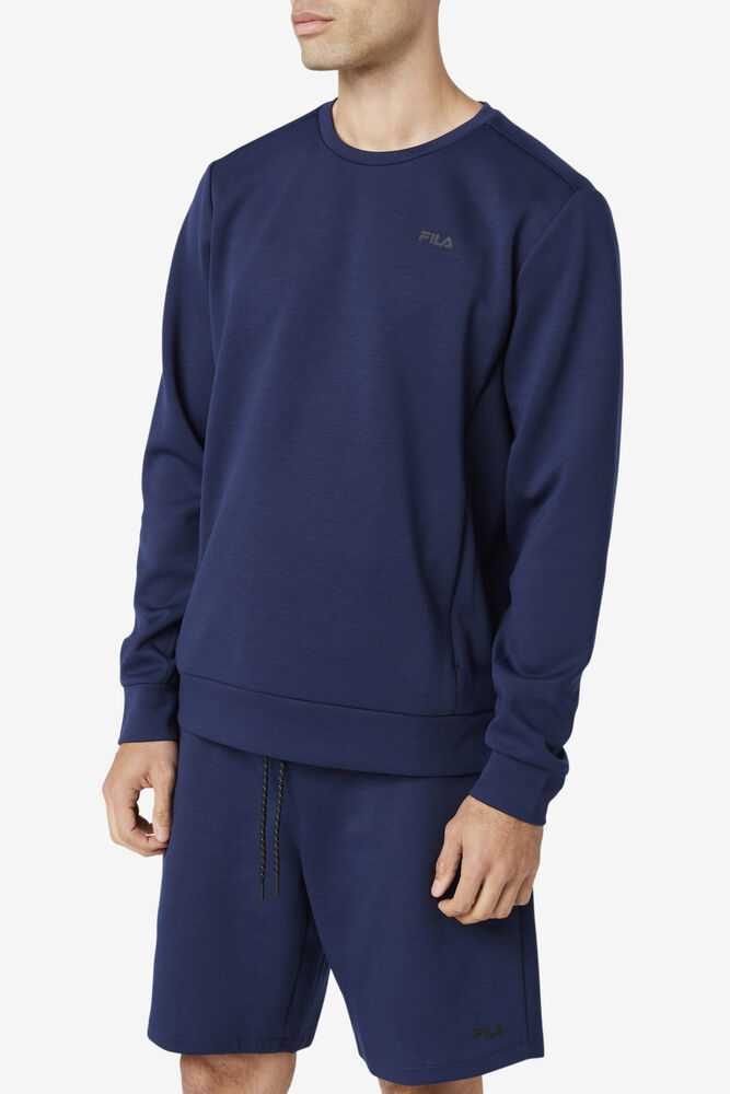 Navy Black Men's FILA Emry Sweatshirt | USA-731286