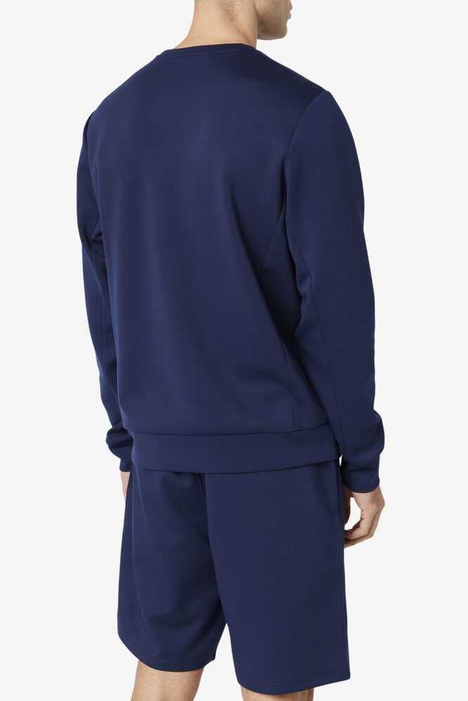 Navy Black Men's FILA Emry Sweatshirt | USA-731286