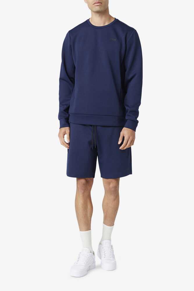 Navy Black Men's FILA Emry Sweatshirt | USA-731286